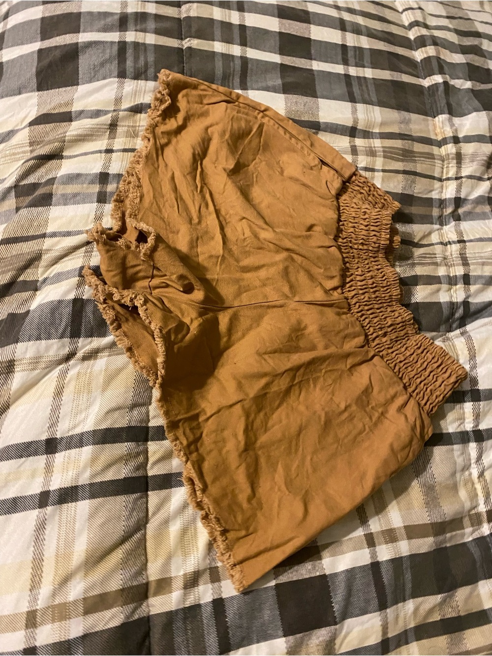 wild fable Rust Brown High-Waist Smocked Shorts